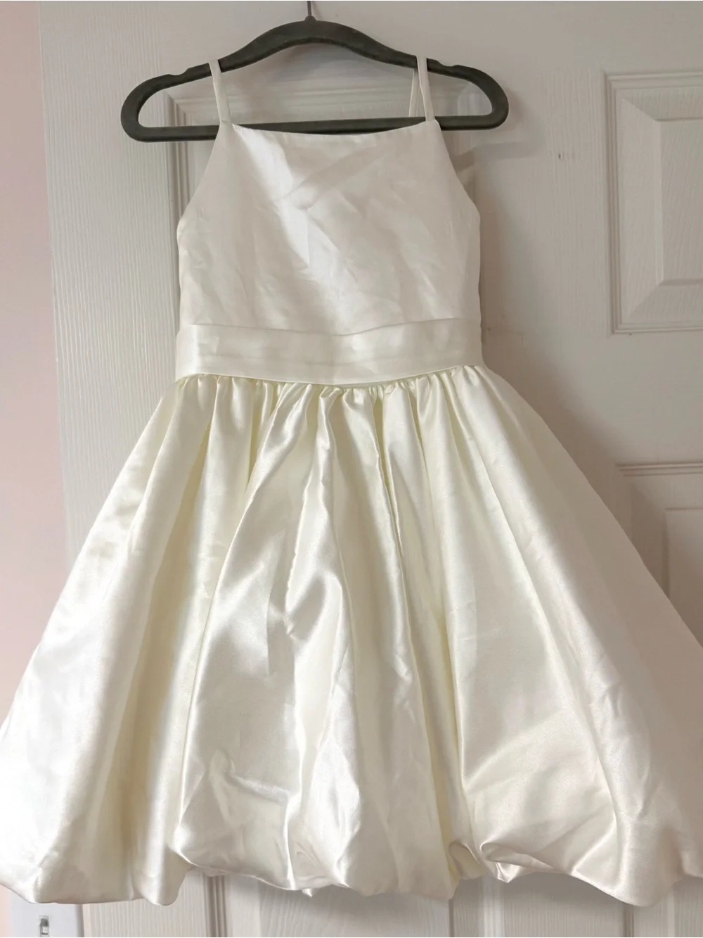 Girls Ivory Satin Bow Party Dress